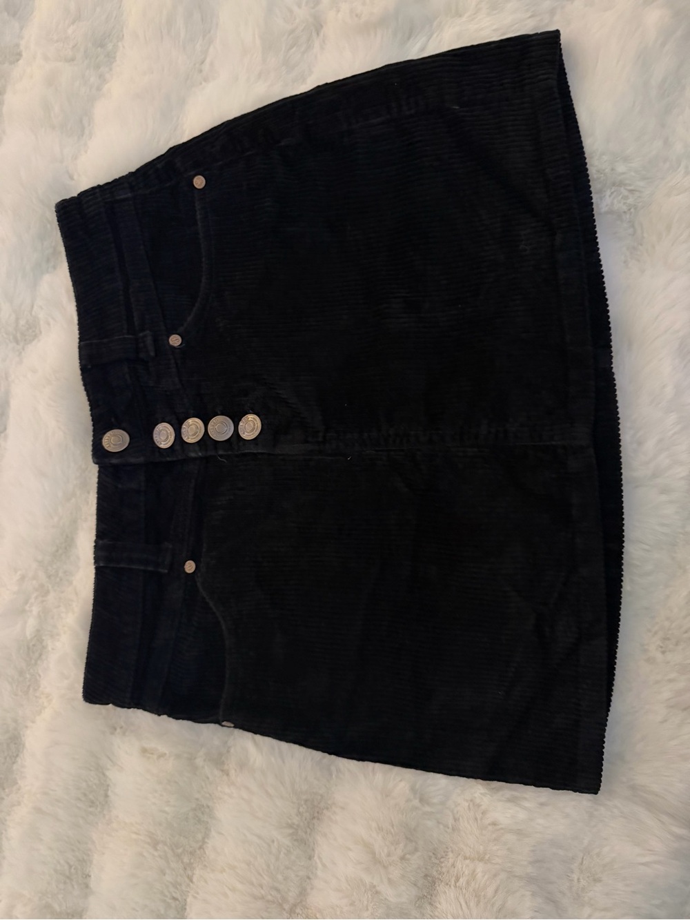 Shyanne Black Corduroy Button-Front Skort
